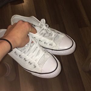 Converse, white, mesh. (textile)
